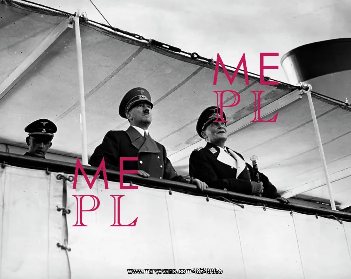: Adolf Hitler and Hermann Goring on the Bismarck battleship : Adolf Hitler and Hermann Goring on the Bismarck battleship