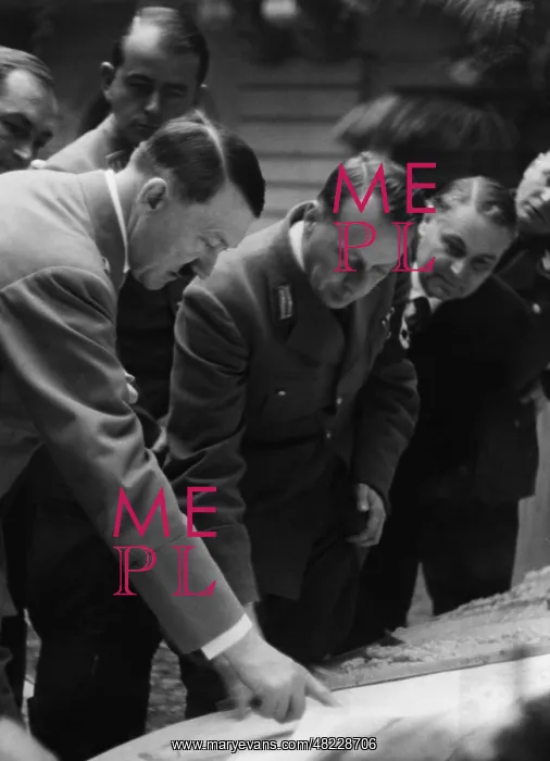 : Adolf Hitler inspects construction plans, 1937 : Adolf Hitler inspects construction plans, 1937