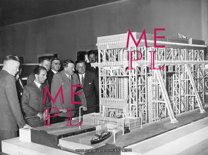 : Adolf Hitler and Joseph Goebbels at the model of the ship li : Adolf Hitler and Joseph Goebbels at the model of the ship li