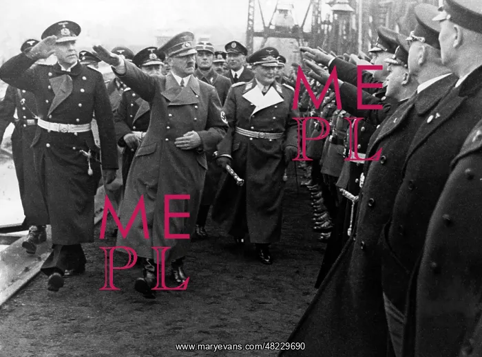 : Adolf Hitler at a launch of an aircraft carrier 1938 : Adolf Hitler at a launch of an aircraft carrier 1938