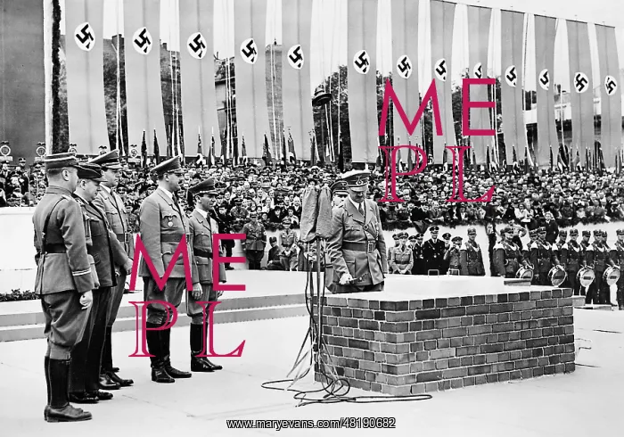 : Adolf Hitler at the laying of the foundation stone for the : Adolf Hitler at the laying of the foundation stone for the