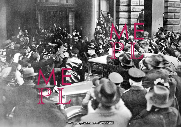: Adolf Hitler leaving Hotel Kaiserhof, Berlin, Germany : Adolf Hitler leaving Hotel Kaiserhof, Berlin, Germany