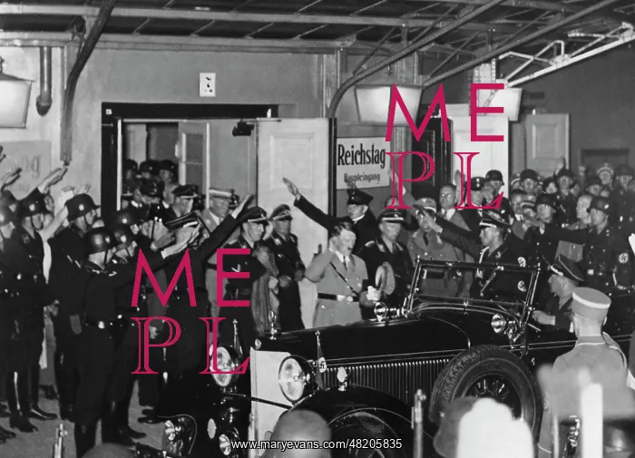 : Adolf Hitler leaving the Kroll Opera House, 1934 : Adolf Hitler leaving the Kroll Opera House, 1934