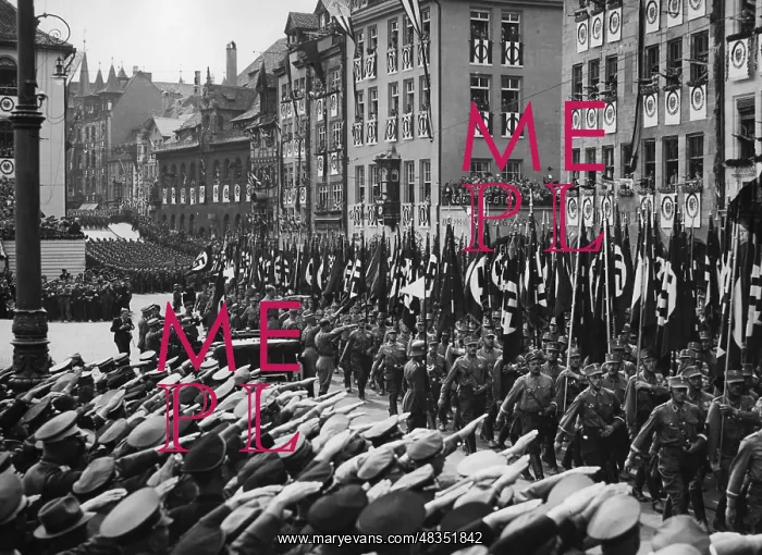 : Adolf Hitler during the march of the SA through : Adolf Hitler during the march of the SA through