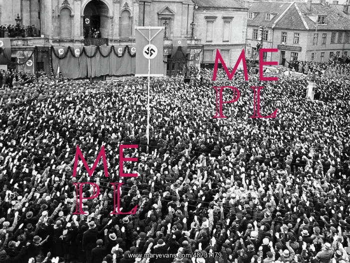 : Adolf Hitler at the mass rally in Memel, 1939 : Adolf Hitler at the mass rally in Memel, 1939