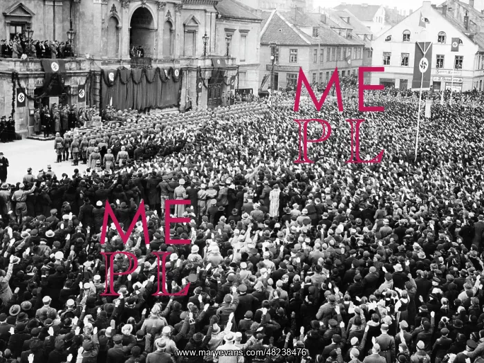: Adolf Hitler at the mass rally in Memel, 1939 : Adolf Hitler at the mass rally in Memel, 1939