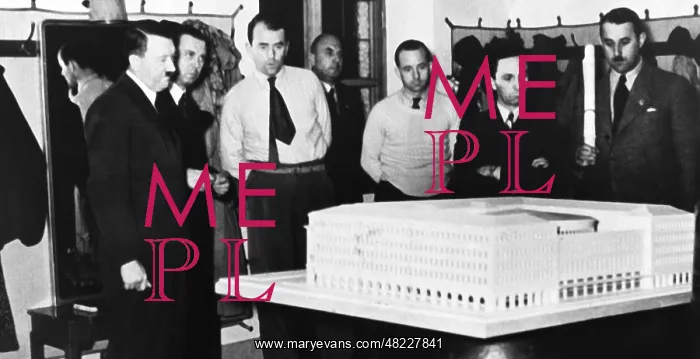 : Adolf Hitler with the modell of the House of Tourism : Adolf Hitler with the modell of the House of Tourism