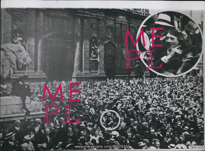 : Adolf Hitler in Munich crowd, outbreak of WW1 : Adolf Hitler in Munich crowd, outbreak of WW1