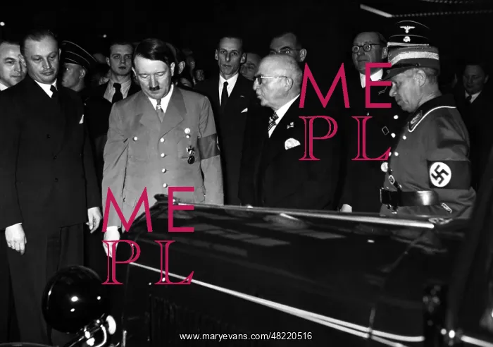 : Adolf Hitler at the Opel stand at the Automobile Exhibit : Adolf Hitler at the Opel stand at the Automobile Exhibit
