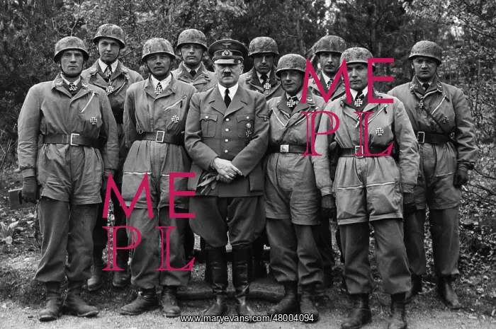 : Adolf Hitler with paratroopers in Belgium, WW2 : Adolf Hitler with paratroopers in Belgium, WW2