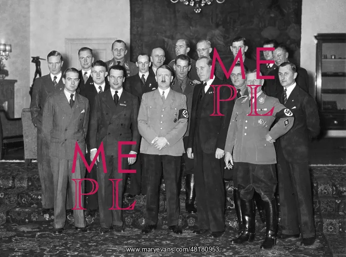 : Adolf Hitler with racing drivers, 1935 : Adolf Hitler with racing drivers, 1935