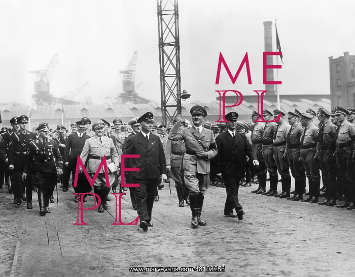 : Adolf Hitler, Rudolf Blohm, Sepp Dietrich, Robert Ley at the : Adolf Hitler, Rudolf Blohm, Sepp Dietrich, Robert Ley at the