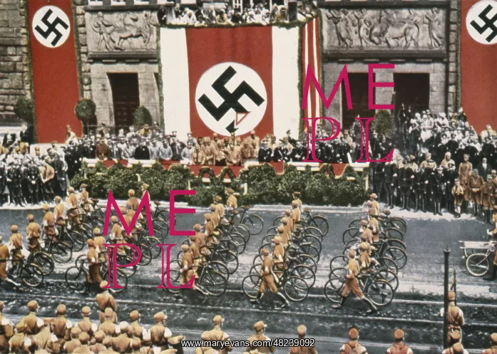 : Adolf Hitler during the SA march in Dortmund, 1933 : Adolf Hitler during the SA march in Dortmund, 1933