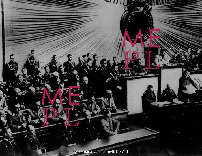 : Adolf Hitler speaking in Kroll Opera House, Berlin, WW2 : Adolf Hitler speaking in Kroll Opera House, Berlin, WW2