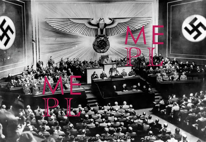 : Adolf Hitler speaking in the Reichstag, Berlin : Adolf Hitler speaking in the Reichstag, Berlin