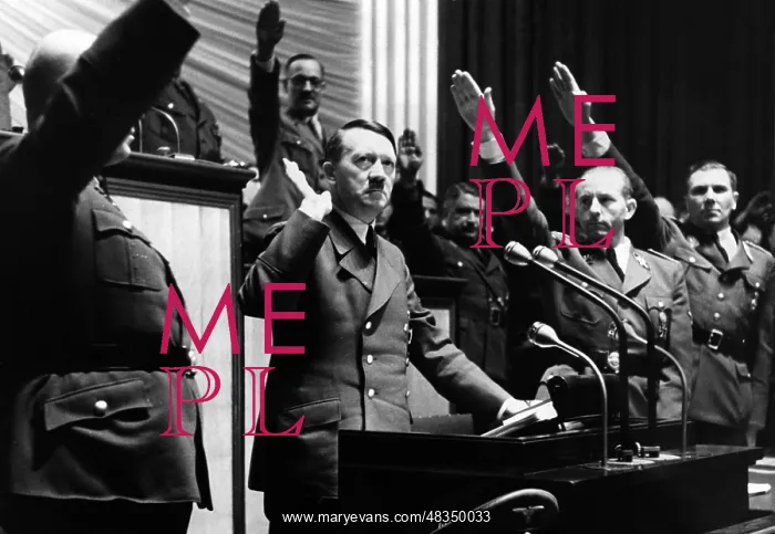 : Adolf Hitler after his speech on the declaration : Adolf Hitler after his speech on the declaration