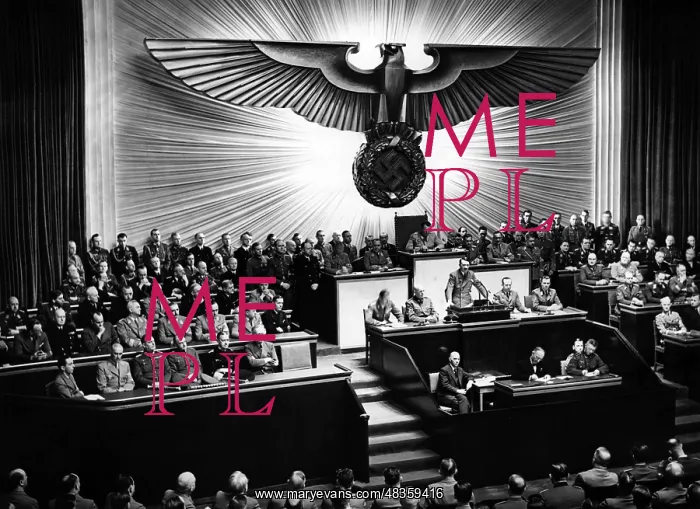 : Adolf Hitler during his speech on the declaration : Adolf Hitler during his speech on the declaration