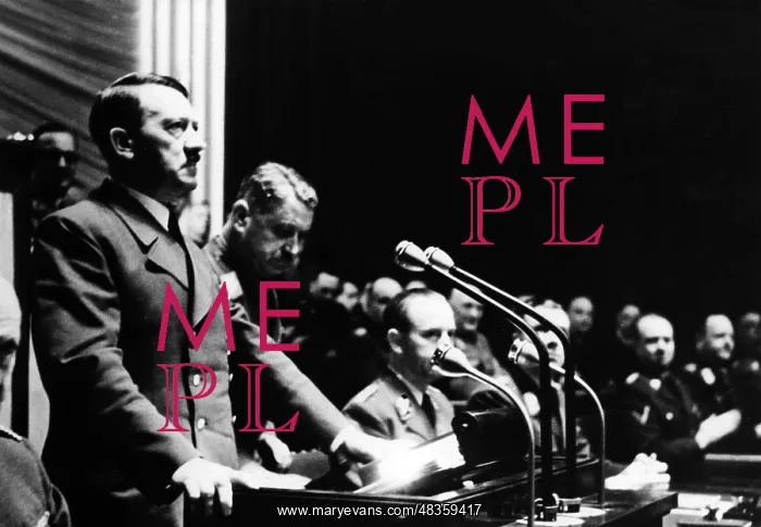 : Adolf Hitler during his speech on the declaration : Adolf Hitler during his speech on the declaration
