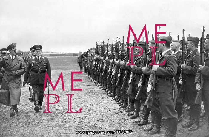 : Adolf Hitler strides with Hermann Goering in front of Air Fo : Adolf Hitler strides with Hermann Goering in front of Air Fo