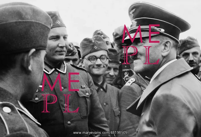 : Adolf Hitler during a troop visit in Poland, 1939 : Adolf Hitler during a troop visit in Poland, 1939