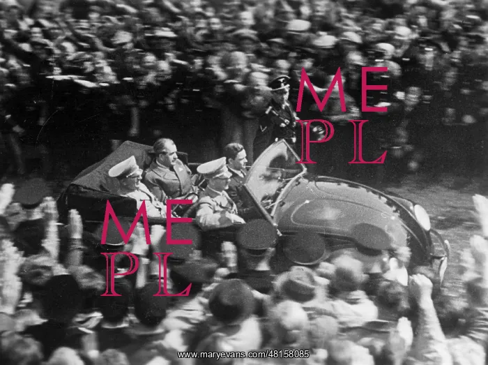 : Adolf Hitler on the way to the groundbreaking ceremony of th : Adolf Hitler on the way to the groundbreaking ceremony of th
