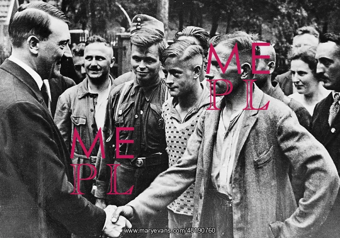 : Adolf Hitler with workers, 1934 : Adolf Hitler with workers, 1934