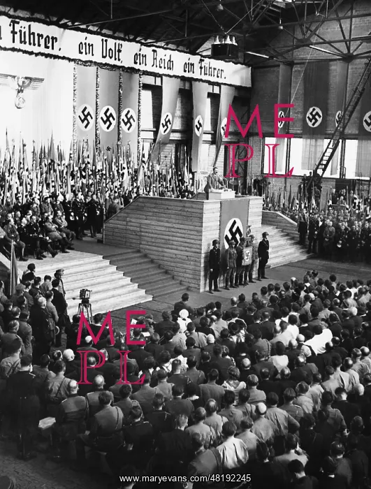 : Adolf Hitler in front of workers in Graz, 1938 : Adolf Hitler in front of workers in Graz, 1938