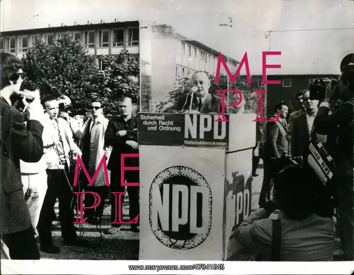: Adolf von Thadden of NPD during election campaign, Germany : Adolf von Thadden of NPD during election campaign, Germany