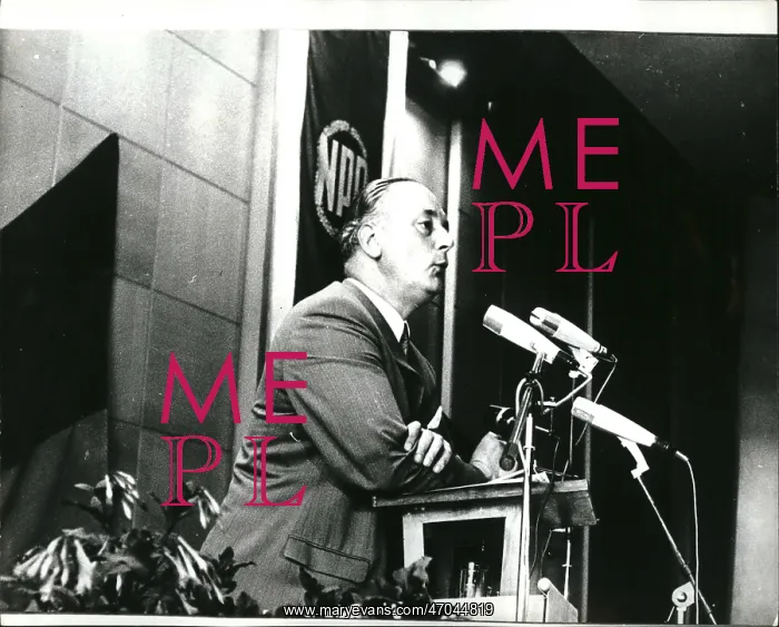 : Adolf von Thadden of NPD during election campaign, Germany : Adolf von Thadden of NPD during election campaign, Germany