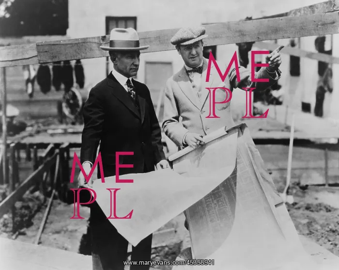 : Adolph Zukor (left) and Jesse Lasky at a construction : Adolph Zukor (left) and Jesse Lasky at a construction