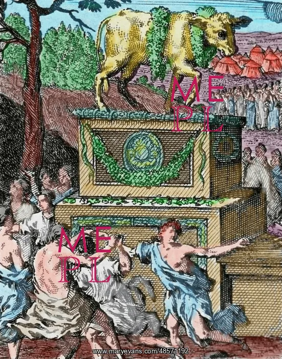 : The Adoration of the Golden calf. Engraving. Colored : The Adoration of the Golden calf. Engraving. Colored