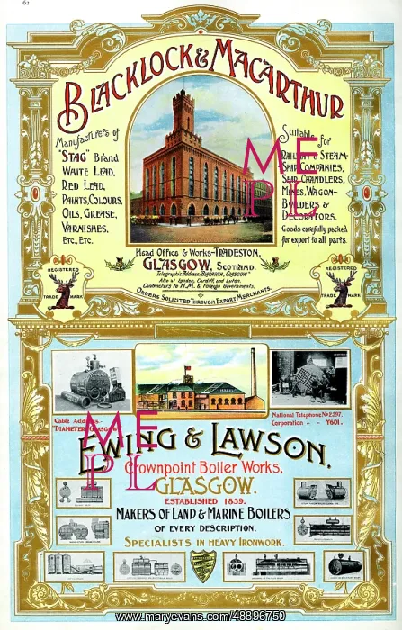 : Adverts, Blacklock & Macarthur, Ewing & Lawson, Glasgow : Adverts, Blacklock & Macarthur, Ewing & Lawson, Glasgow