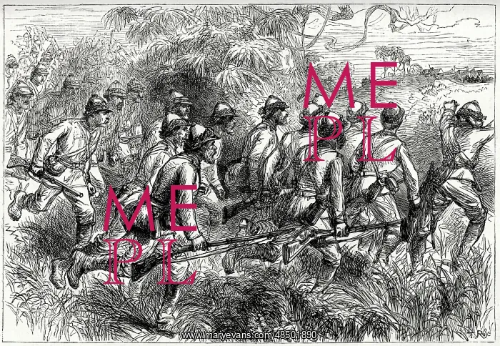 : Advance of Highlanders, Ashanti War, West Africa : Advance of Highlanders, Ashanti War, West Africa