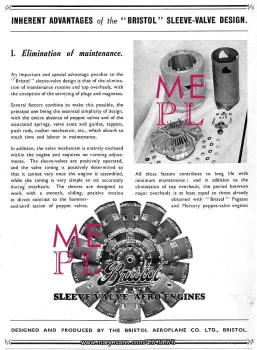 : Advantages Of The Bristol Sleeve Valve Engine: #1 : Advantages Of The Bristol Sleeve Valve Engine: #1