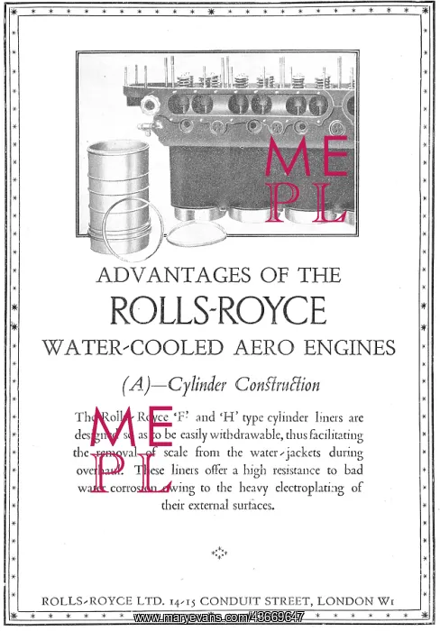 : Advantages Of The Rolls-Royce Water-Cooled Engines: (A) : Advantages Of The Rolls-Royce Water-Cooled Engines: (A)