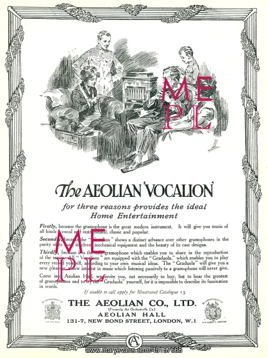 : Aeolian Vocalion Advertisement : Aeolian Vocalion Advertisement