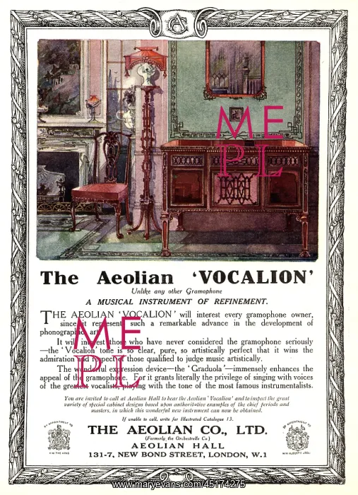 : The Aeolian Vocalion Advertisement : The Aeolian Vocalion Advertisement