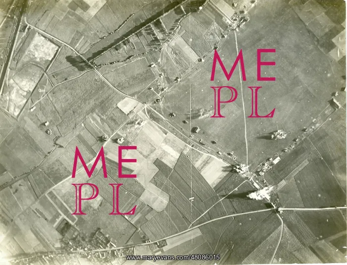 : Aerial view of bombing on the Western Front : Aerial view of bombing on the Western Front