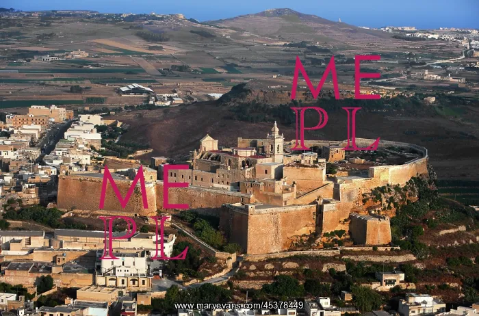 : Malta. Aerial view of the Citadella and surrounding landscape : Malta. Aerial view of the Citadella and surrounding landscape