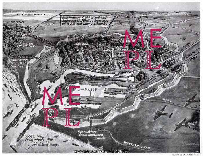 : Aerial view of Dunkirk during the evacuation, WW2 : Aerial view of Dunkirk during the evacuation, WW2