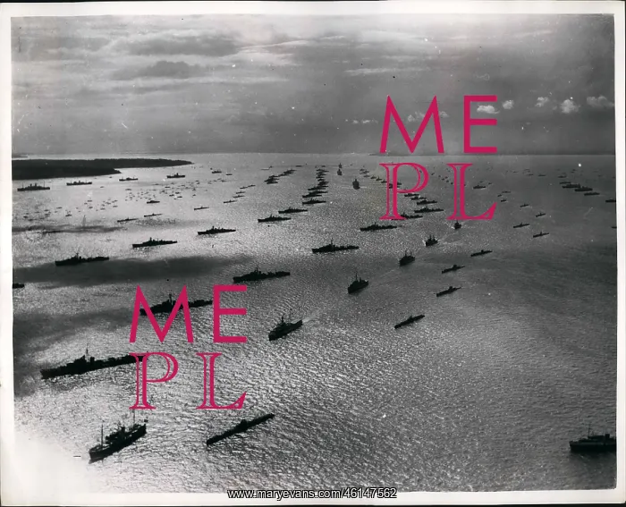 : Aerial view of fleet review at Spithead : Aerial view of fleet review at Spithead
