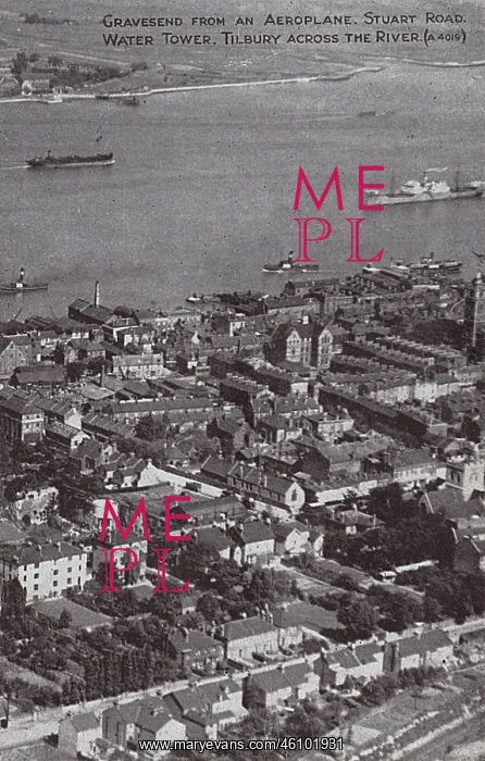 : Aerial view of Gravesend and Tilbury with River Thames : Aerial view of Gravesend and Tilbury with River Thames
