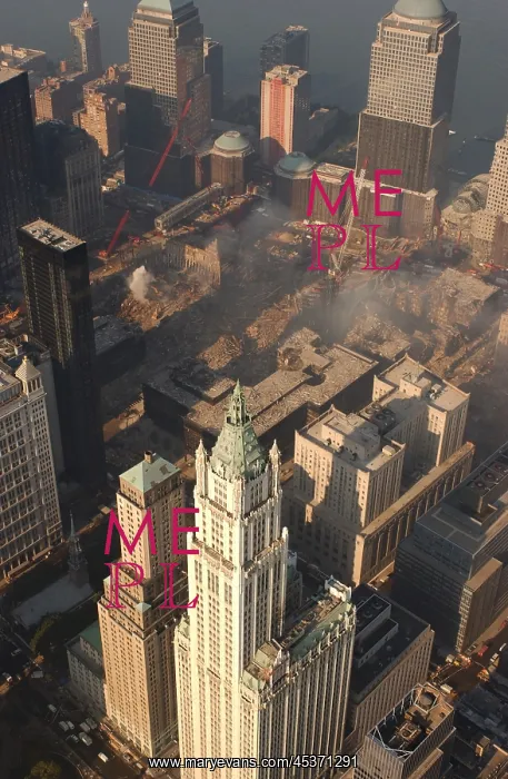 : Aerial view of Ground Zero from the northeast with : Aerial view of Ground Zero from the northeast with