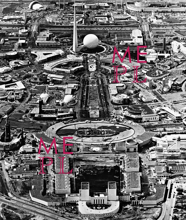 : Aerial view of the grounds in the world exhibition in New Yo : Aerial view of the grounds in the world exhibition in New Yo