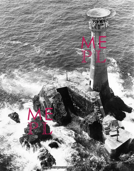 : Aerial view of Longships Lighthouse, off Lands End, Cornwall : Aerial view of Longships Lighthouse, off Lands End, Cornwall