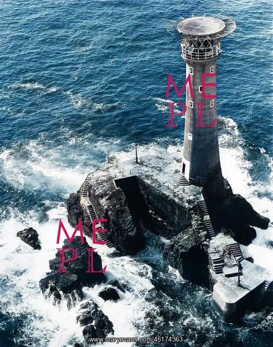 : Aerial view of Longships Lighthouse, off Lands End, Cornwall : Aerial view of Longships Lighthouse, off Lands End, Cornwall