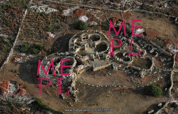 : Malta. Aerial view of the Mnajdra Temple complex : Malta. Aerial view of the Mnajdra Temple complex