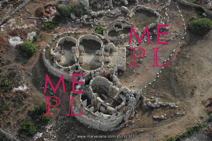 : Malta. Aerial view of the Mnajdra Temple complex : Malta. Aerial view of the Mnajdra Temple complex