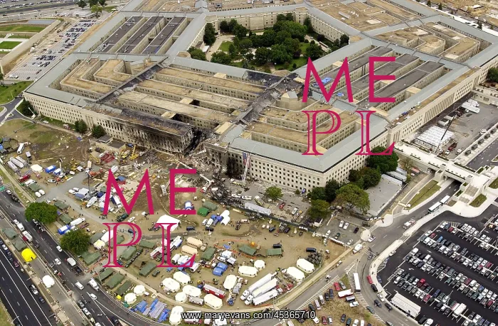 : Aerial view of the Pentagon on Sept. 14, 2001, three : Aerial view of the Pentagon on Sept. 14, 2001, three