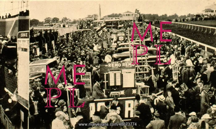 : Aerial view, people at The Derby, Epsom, Surrey : Aerial view, people at The Derby, Epsom, Surrey